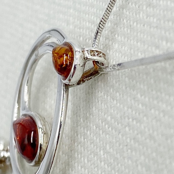 Amber Sterling Silver 925 Pendant Necklace - Picture 8 of 14